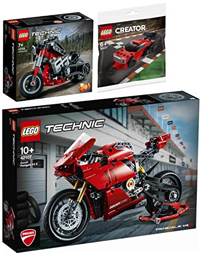 Lego Technic 3er Set. 42107 DucatiPanigale V4 R, 42132 Chopper & 30577 Megastarkes Muscle-Car von BRICKCOMPLETE