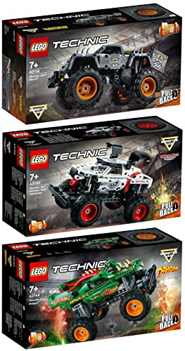 Lego Technic 3er Set: 42119 Monster Jam Max-D, 42149 Monster Jam Dragon & 42150 Monster Jam Monster Mutt Dalmatian von BRICKCOMPLETE