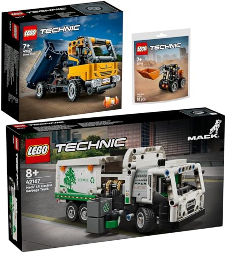 Lego Technic Set: 42167 Mack LR E Müllwagen, 42147 Kipplaster & 30710 Kompaktlader von BRICKCOMPLETE