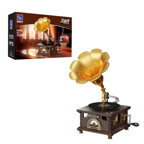 PANTASY Retro-Phonograph-Bausatz, Grammophon-Musikbox-Baukasten, Vintage-Musikspieler-Baustein-Set, Grammophon-Bausteinmodell-Set PANTASY Retro-Phonograph-Bausatz, Grammophon-Musikbox-Baukasten, Vintage-Musikspieler-Baustein-Set, Grammophon-Bausteinmodell-Set von BRICKKK