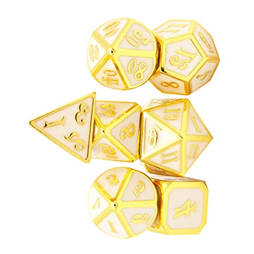 BRIGHTFUFU 1 Satz 7 Stück Brettspiele Mdice Metallwürfel Unterhaltungswürfel Golden von BRIGHTFUFU