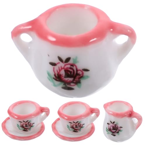 BRIGHTFUFU 1 Satz Mini- -Keramik-teeservice, Miniatur-teetasse, Teller, Mini- -zubehör von BRIGHTFUFU