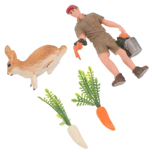 BRIGHTFUFU 1 Satz Modelle Von Nutztieren Hasendekor Mini-Hasen-Ornament Statue Tierische Verzierungen Kaninchen- Karotten-Modell Desktop-Ornament DIY Schmuck Karottenfiguren Plastik von BRIGHTFUFU