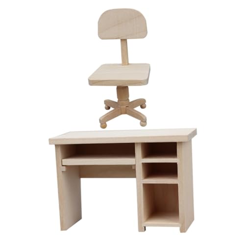BRIGHTFUFU 1 Satz Puppenhaus Computertisch Tisch-Mini-Möbel Mini-Hausschreibtisch Mini-Möbelmodell Puppenmöbel Mini-Tischschmuck Mini-Tischstuhl Miniatur-Schreibtischstuhl-Modell Holz BRIGHTFUFU 1 Satz Puppenhaus Computertisch Tisch-Mini-Möbel Mini-Hausschreibtisch Mini-Möbelmodell Puppenmöbel Mini-Tischschmuck Mini-Tischstuhl Miniatur-Schreibtischstuhl-Modell Holz von BRIGHTFUFU