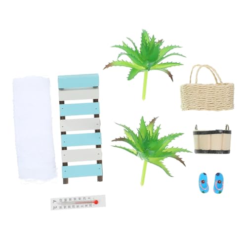 BRIGHTFUFU 1 Satz Puppenhaus Strandkorb Wohnkultur Bausatz Einrichtung des Strandbadezimmers Deckel Küsten Miniatur Einrichtung Eines Strandzimmers Im Freien Sandkasten Strandstuhl Holz von BRIGHTFUFU