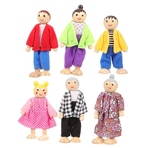 BRIGHTFUFU 1 Set Holzpuppen Familienminiaturfiguren Für Rollenspielzeug Für Puppenhaus Bewegliche Familienfiguren Ideal Für Kreatives Ab 3 Jahren von BRIGHTFUFU