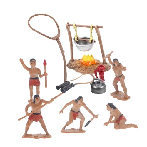 BRIGHTFUFU 1 Set Mini Primitive Männer Figuren Mikrolandschaft Primitive Männer Statue Outdoor Camping Modelle Kit von BRIGHTFUFU