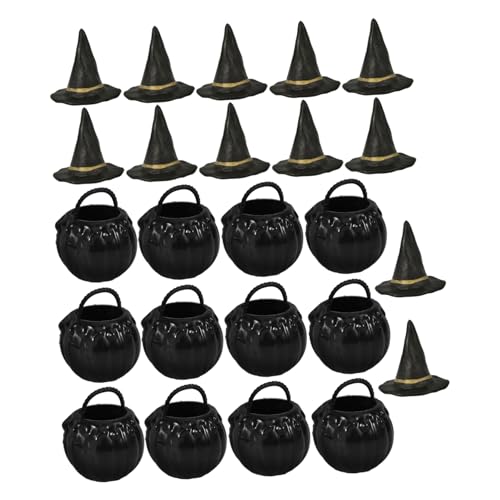 BRIGHTFUFU 1 Set Mini-miniaturkessel, Mini-hexenhut, Halloween, Festliches , Halloween-puppenhaus-requisite von BRIGHTFUFU