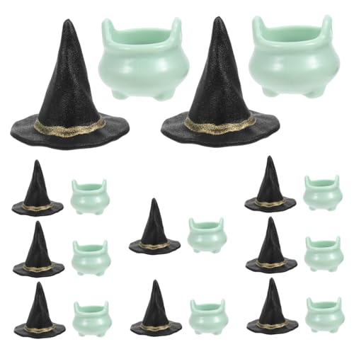BRIGHTFUFU 1 Set Miniaturkessel Mini Hexenhut Halloween Party Tischdekoration Halloween Mini Ornament BRIGHTFUFU 1 Set Miniaturkessel Mini Hexenhut Halloween Party Tischdekoration Halloween Mini Ornament von BRIGHTFUFU