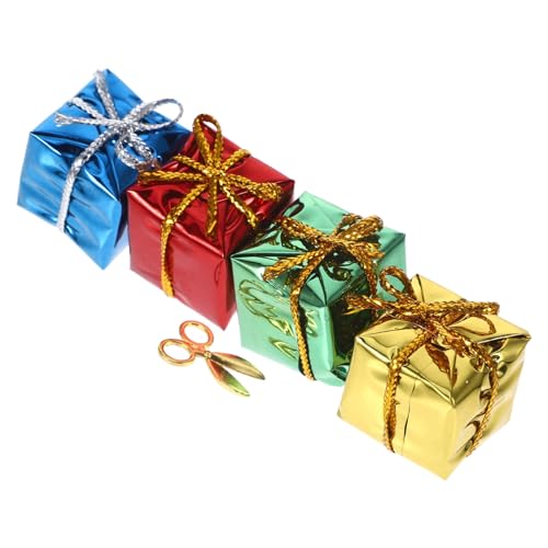 BRIGHTFUFU 1 Set Puppenhaus Geschenkbox Spielzeugpuppen Babypuppe Weihnachts Mini Geschenkboxen Miniaturen Mini Weihnachtsschmuck Mini Geschenkboxen Modell Mini von BRIGHTFUFU
