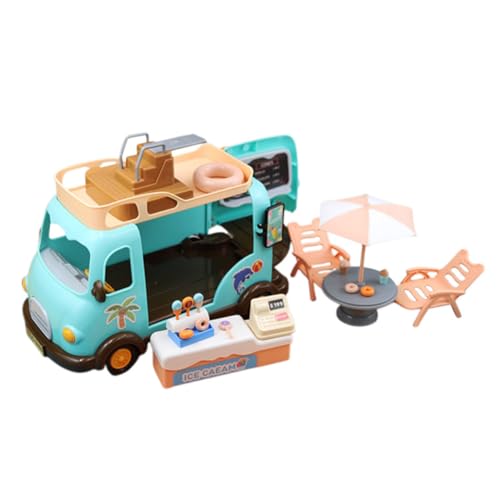 BRIGHTFUFU 1 Set Puppenhaus-Miniatur-eiswagen Und Strandkorb-Set Mit, Realistisches Lebensmittelspielzeug-zubehör Für Kinder, Rollenspiele Und Sammlerdekor von BRIGHTFUFU
