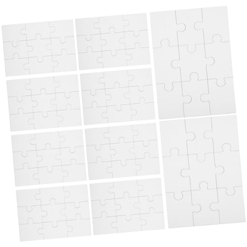 BRIGHTFUFU 10 Blätter Leere Puzzles Weißes DIY-holzpuzzle Weiße Puzzleteile DIY-bastelbedarf 100 Teile Leeres Puzzle Rechteckiges Weißes Puzzle Kind Hölzern Färbung Verbrauchsmaterial von BRIGHTFUFU
