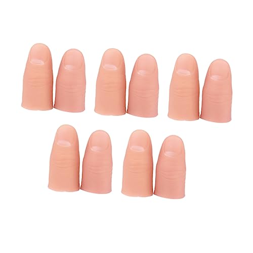 BRIGHTFUFU 10 Stück Gefälschter Finger TIPP Daumentrick Zauberer Daumen Klaviatur Hände Zehe Marionette Künstlich Zappeln Puppen Tricks Nagel Trickfinger Simulierte Fingerstützen von BRIGHTFUFU
