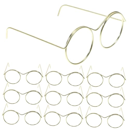 BRIGHTFUFU 10 Stück Mini-brillenspielzeug Mädchenpuppen Winzig Puppenhauszubehör Miniaturbrille Puppenbrille Metallische Gläser Für Mädchen Kleid Klein Rahmen Golden Stahl BRIGHTFUFU 10 Stück Mini-brillenspielzeug Mädchenpuppen Winzig Puppenhauszubehör Miniaturbrille Puppenbrille Metallische Gläser Für Mädchen Kleid Klein Rahmen Golden Stahl von BRIGHTFUFU