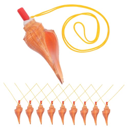 BRIGHTFUFU 10 Stück Schraubenwinkelpfeife Muschelpfeife Im Freien Pfeifen Mit Lanyard Muschelpfeifen Muschelförmiges Pfeifenspielzeug Outdoor-trainingspfeifen Plastik von BRIGHTFUFU