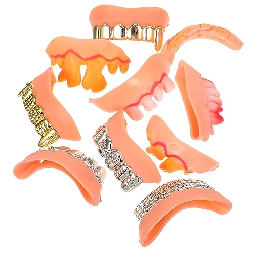 BRIGHTFUFU 10 Teiliges Lustige Fake Teeth aus Realistische Vampirzähne für Halloween Cosplay und Kostümparty Wiederverwendbar Unisex Witzige Verkleidung für Erwachsene von BRIGHTFUFU