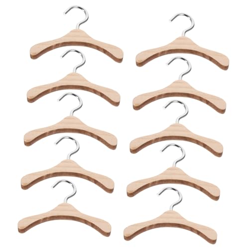 BRIGHTFUFU 10Stücke Holz Puppen Kleiderbügel Kleiderbügel für Puppen Puppenzubehör für Puppenkleider Holz Kleiderbügel für Puppen mit Einfachem Design von BRIGHTFUFU