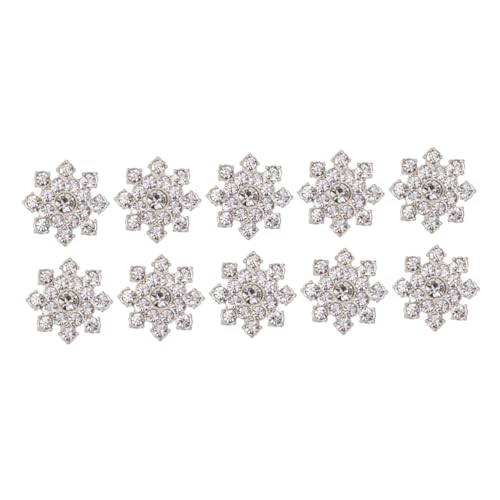 BRIGHTFUFU 10Stücke Strass Blumendekore Silberne Legierungsverzierungen für DIY Schmuckzubehör für Ohrringe Broschen und Kreative Projekte Hochzeiten und Partys von BRIGHTFUFU