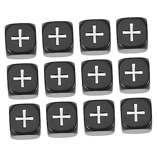 BRIGHTFUFU 12 Stück Additions- und Subtraktionswürfel Operationswürfel Operationen Plus zwölf Mathe aufklärung spielsachen für Spiel Tischspielwürfel Acryl Black von BRIGHTFUFU