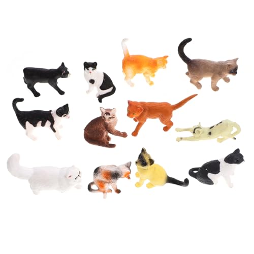 BRIGHTFUFU 12 Stück Teiliges Miniatur Katzenfiguren aus Realistische Kleine Katzenmodelle als Dekoratives Desktop Accessoire Leicht und Robust für Wohn und Arbeitsbereiche von BRIGHTFUFU