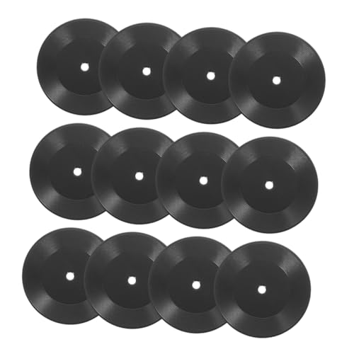 BRIGHTFUFU 12 Stück Teiliges Miniatur Schallplatten Modellset Realistische Puppenhaus Dekoration Vintage Schwarz Geeignet für Miniatur Landschaft Spielzeughaus und DIY Bastelprojekte von BRIGHTFUFU