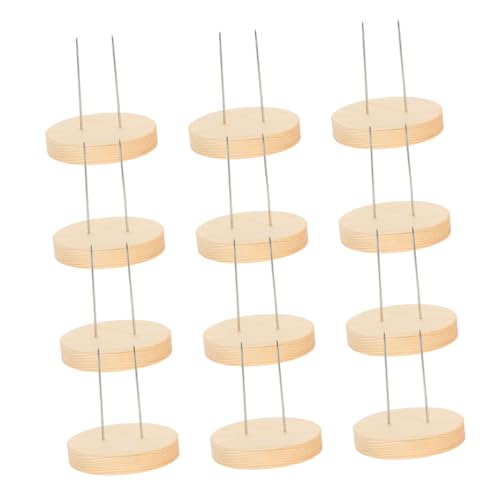 BRIGHTFUFU 12-teiliger Häkelpuppenständer: Häkelfiguren-präsentationsständer Mit Holzsockel – Doppelnadel-Design Für Gestrickte Puppen Und Tonfiguren von BRIGHTFUFU
