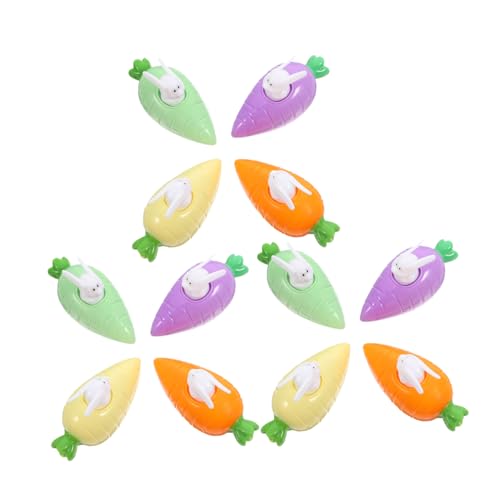 BRIGHTFUFU 12st Auto Zurückziehen Kleine Rückzugsautos Karottenspielzeug Kinderspielzeug Mini-rückziehautos Cartoon- -Push-Auto Spielzeugkaninchen Osterspielzeug Plastik von BRIGHTFUFU