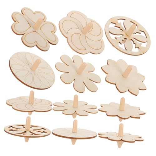 BRIGHTFUFU 18 Stück Unvollendetes Gyro-Spielzeug Aus Holz, Unbemalt, Gyro-Handwerk, Neuartiges Geformtes Holz-gyro-Modell Für Kinder von BRIGHTFUFU