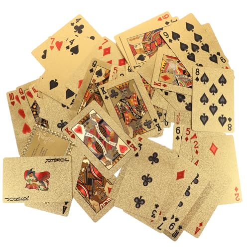 BRIGHTFUFU 1Packung Goldene Pokerkarten wasserdichte Spielkarten für Kartenspiele für Partys und Spieleabende Hochwertige Verarbeitung rutschfeste Oberfläche von BRIGHTFUFU