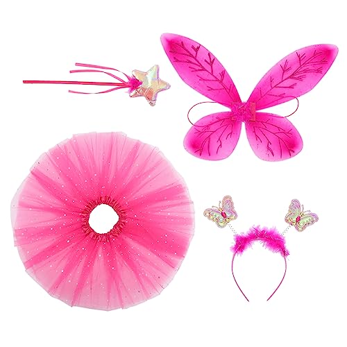 BRIGHTFUFU 1Satz Butterfly Wings für Mädchen Teiliges Cosplay Kostüm mit Flügeln Feenstab und Haarband für Karneval und Festlichkeiten von BRIGHTFUFU