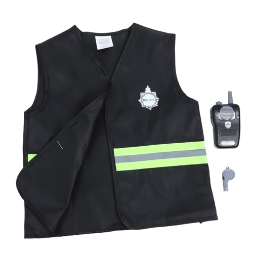BRIGHTFUFU Unisex Junge Mädchen Polizei Kostüm Mit Weste Zubehörset Für Rollenspiele Für Halloween Karneval Und Kinderfeste Spaß Für Jungen Und Mädchen von BRIGHTFUFU
