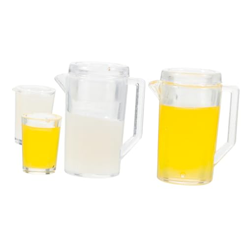 BRIGHTFUFU 2 Sets Miniatur Orange Saft Anzug Puppenhaus Mini Küche Zubehör Dekorative Krug Tasse Set von BRIGHTFUFU
