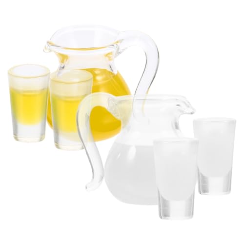 BRIGHTFUFU Puppenhaus Mini Saft Krug Set 6 Stücke Harz Decor Miniatur Zubehör Pretend Küche von BRIGHTFUFU
