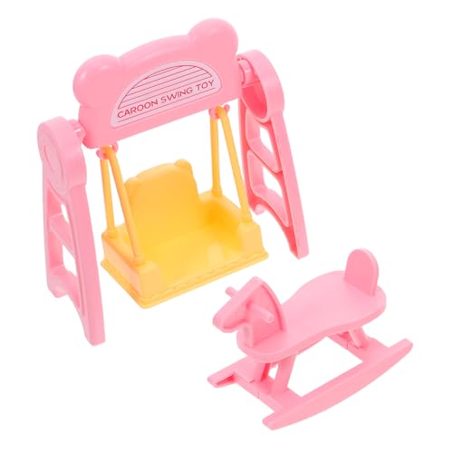 BRIGHTFUFU 2 Sets Miniaturschaukel Und Schaukelpferd, Puppenhausmöbelzubehör, Puppenhaus-miniaturschaukel, Modellierung Für Rollenspiele, Bastelprojekte von BRIGHTFUFU