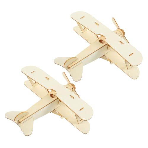 BRIGHTFUFU 2 Stück DIY Holzflugzeug Bausatz Set aus Holz Pädagogisches Modellflugzeug zum Zusammenbauen und Bemalen Stem Lernspielzeug für Kreative und Bastelfreunde Robust und Detailgenau von BRIGHTFUFU