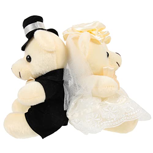 BRIGHTFUFU 2 Stück Hochzeitsbären- Hochzeitsfiguren Hochzeitsbären Figuren Bären-Kuscheltiere Kleines Paar Bärenpuppe Desktop-Bärenornament Plüschbären-Spielzeugauto Das von BRIGHTFUFU