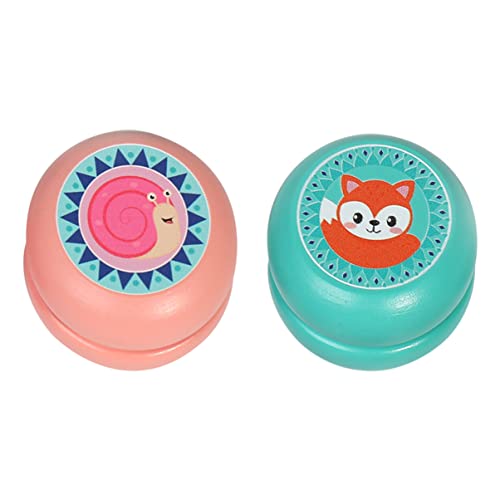 BRIGHTFUFU 2 Stück Holz Yoyo mit Niedlichem Cartoon Tierdesign für Snail und Fox Muster Lernspielzeug und Hand Augen Koordination von BRIGHTFUFU