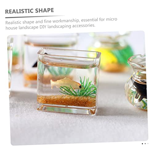 BRIGHTFUFU 2 Stück Miniatur Fischbehälter aus und Kunststoff Verschleißfest Dekorative Mini Aquarien für Puppenhäuser und Kleine Landschaften als Tischdekoration und Zufällige Farbe von BRIGHTFUFU