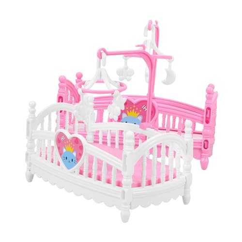 BRIGHTFUFU 2 Stück Miniatur Puppenhaus Kinderbett Teiliges Detailgetreues Schlafzimmer Zubehör Rosa und Weiß Realistische Miniaturmöbel für Puppenhaus Dekoration Zufällige Zufällige Farbe von BRIGHTFUFU