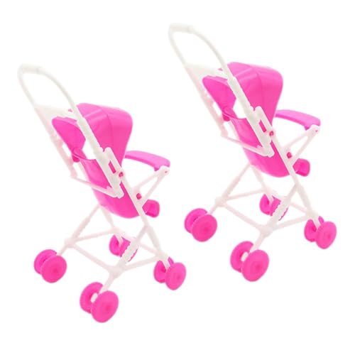 BRIGHTFUFU 2 Stück Simulationskinderwagen Sitz Puppenwagen Realistisch Puppenbaby Lebensechte Babypuppe Simulationspuppenwagen Kinderwagenspielzeug Kleinkind Puppensachen Rosy Plastik von BRIGHTFUFU