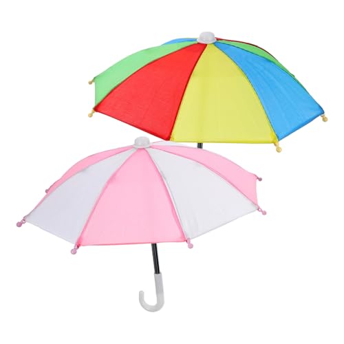 BRIGHTFUFU 2 Stück Teiliges Miniatur Regenschirm Verstellbare Bunte Mini Deko Realistische Puppenaccessoires Mikro Landschaftsdekoration Vielseitige Fotorequisite für Miniaturhäuser und von BRIGHTFUFU