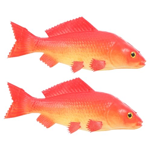 BRIGHTFUFU 2 Stück künstliche Fische wohnungsdeko Tiermodell Fischmodell ziernieten Fischskulptur Fisch Dekoration Fischfigurenmodell Desktop-Fischdekoration Simulation Fischverzierung Pu rot von BRIGHTFUFU