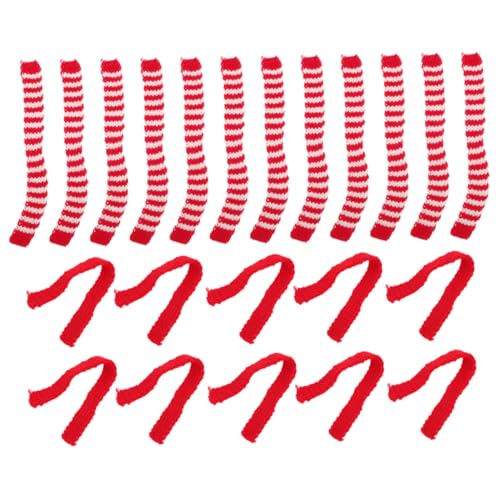 BRIGHTFUFU 20 Stück Teiliges Mini Wollschals Gestreifte Dekorative Puppen Spielfigurenschals Weiche Strickschals für Bastelparty Geschenkideen für Familien Vielseitige Mini Dekoration von BRIGHTFUFU