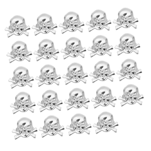 BRIGHTFUFU 24 Stück Teiliges Piraten Ringset Verstellbar Silberfarben Halloween Skull Finger Ringe Accessoires für Piraten Kostüm und Mottoparty von BRIGHTFUFU