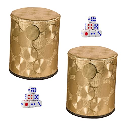 BRIGHTFUFU 2 Satz PU Leder Würfelbecher Satz mit Stille Würfeln für Tischspiele und Partys von BRIGHTFUFU