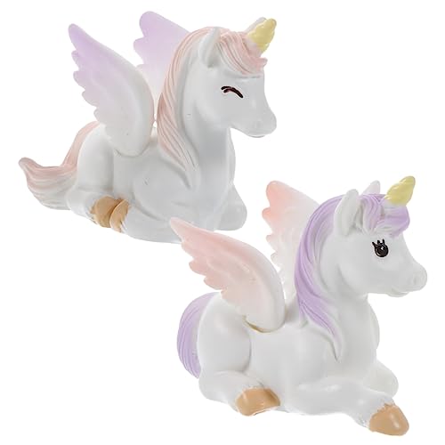 BRIGHTFUFU 2stücke Mini Einhorn Figuren Niedliche Cupcake Topper Dekoration Für Kuchen Resin Miniatur Einhorn Accessoires Für Partys Und Feiern von BRIGHTFUFU