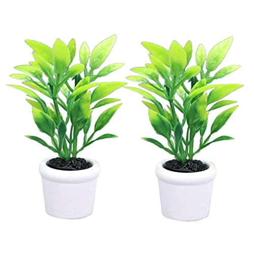 BRIGHTFUFU 2Stücke Pflanzen Potted Plants für Puppenhaus Künstliche Bonsai Dekoration für Mini und DIY Projekte von BRIGHTFUFU