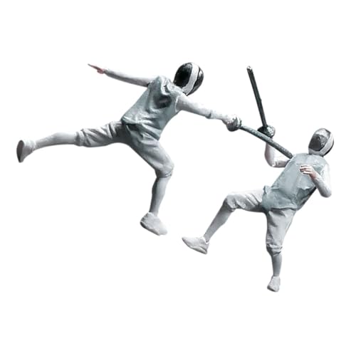 BRIGHTFUFU 2 Stück 1/64 Miniatur Fechten Menschen Detaillierte Handbemalte Minis Diorama Maßstab Fechten Figuren von BRIGHTFUFU
