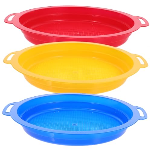 BRIGHTFUFU 3 STÜCKE Teiliges Sandspielzeug mit Handlichem Sandsieb Farbenfrohes Kunststoff Strandspielzeug für Leichtes Sandfilter für Sommer Strandspaß und Interaktives Sandspielen von BRIGHTFUFU