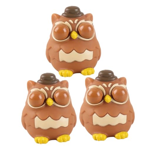 BRIGHTFUFU 3stücke Teiliges Katzenkopf-Squeeze-Spielzeug Cartoon Eule Stressabbau-Toys Geräuschloses Quetschspielzeug Für Erwachsene Für Partygeschenke Und Festival-Dekoration von BRIGHTFUFU
